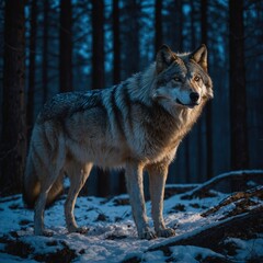gray wolf in the woods