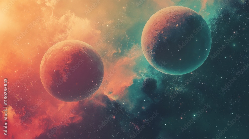 Fototapete abstract geometric simple banner in sci-fi tech style. web header design with cosmic graphics elemen
