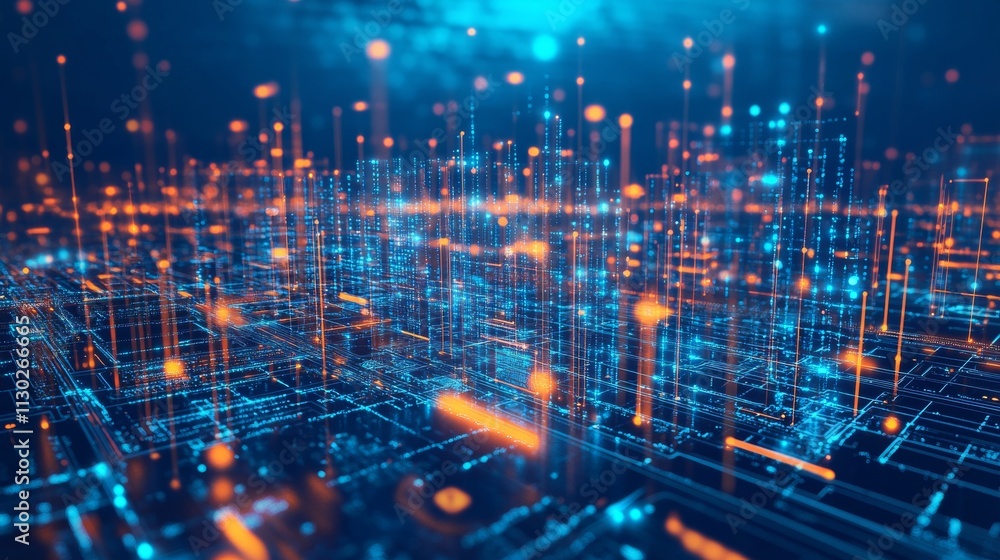 Aufkleber ai glowing circuit board background. connected blue lines with hi-tech electronics elements. compute