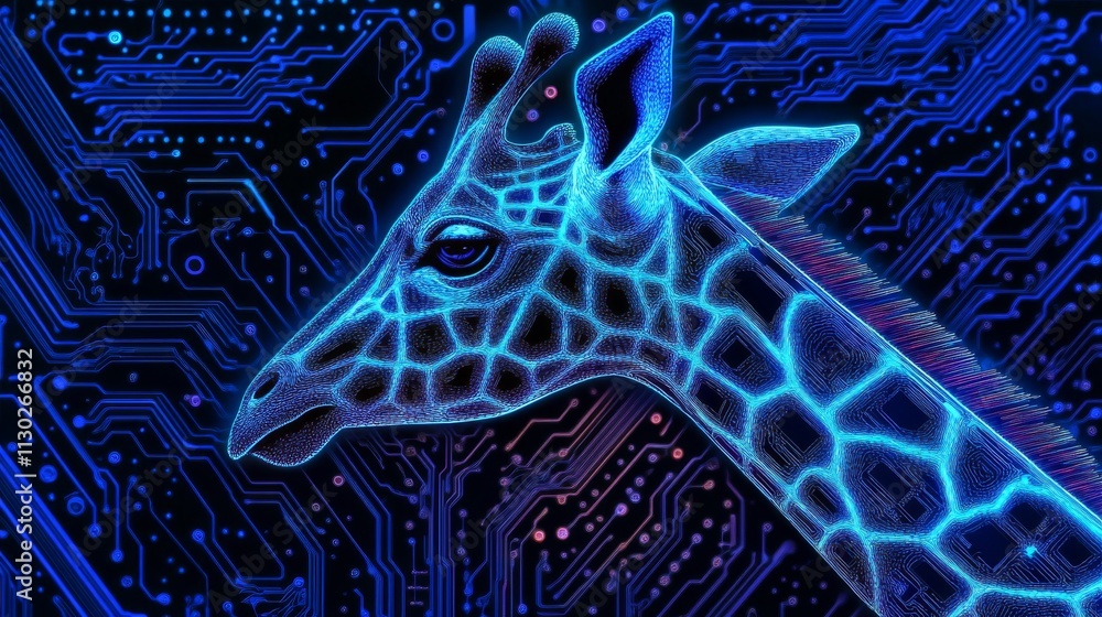 Aufkleber ai glowing circuit board background. connected blue lines with hi-tech electronics elements. compute