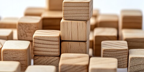 Success illustrated with wooden blocks, showcasing the concept of building success. This success concept highlights the importance of each block in achieving overall success.