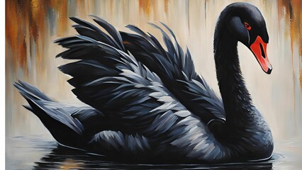 black swan oil painting art
