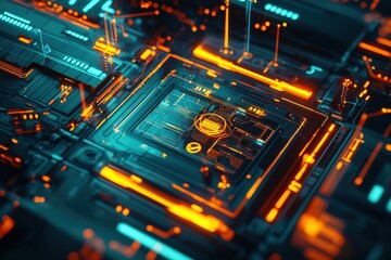 Obraz premium Technology high tech abstract background, scientific progress