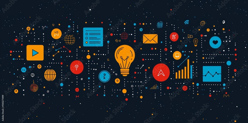 Poster managing business data analytics involves using kpi financial charts, graphs, and automated marketin