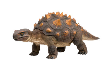 Fototapeta premium A detailed model of a dinosaur-like creature with a spiky back, showcasing its robust body and limbs, resembling a prehistoric turtle.
