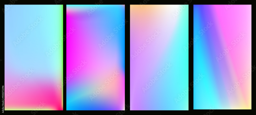 Aufkleber Vector abstract ombre glitch texture with rainbow colors. Pastel gradient background with neon highlights. Modern digital art with soft blurry effect and radiant aura.