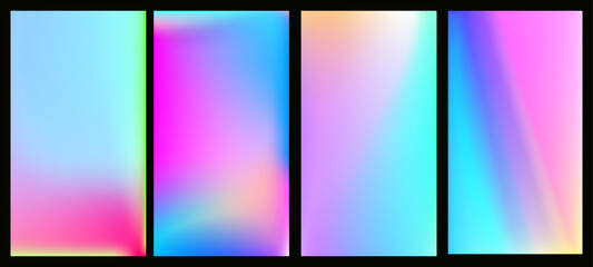 Vector abstract ombre glitch texture with rainbow colors. Pastel gradient background with neon highlights. Modern digital art with soft blurry effect and radiant aura. © annetdebar