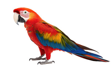 Fototapeta premium A vibrant, multicolored parrot with a striking red body, green and blue wings, and a prominent beak.
