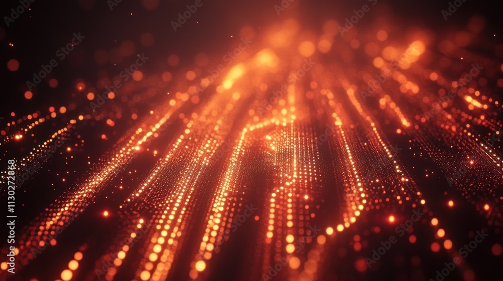 Aufkleber abstract visualization of glowing particles creating a dynamic wave effect.