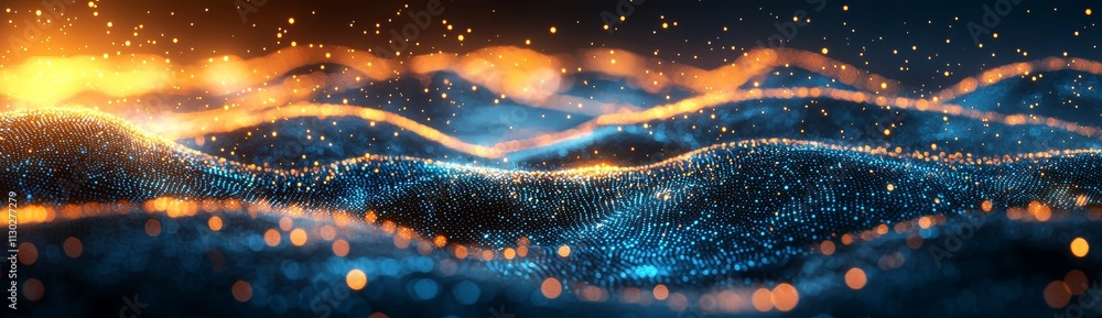 Poster wireless network and connection technology concept depicted with an abstract panorama of bangkok cit