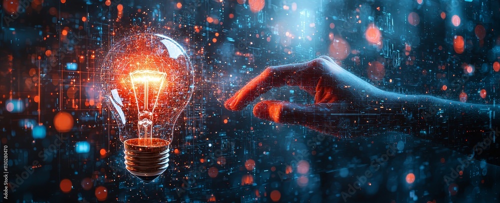 Aufkleber creativity in connectivity. innovative concept. inspiration and networking. hand touching digital li
