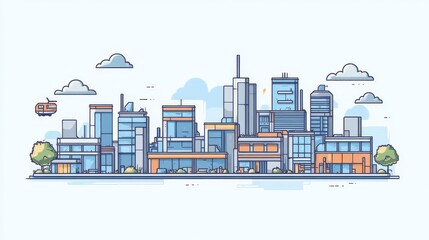 Obraz premium Thin line flat design concept for smart city