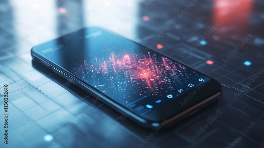 Poster realistic vector set of laptop, smartphone and computer with internet of things and smart city devic