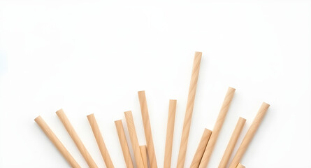 Brown straws with white solid background