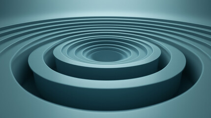 Fototapeta premium Abstract concentric circular layers in a teal gradient design.