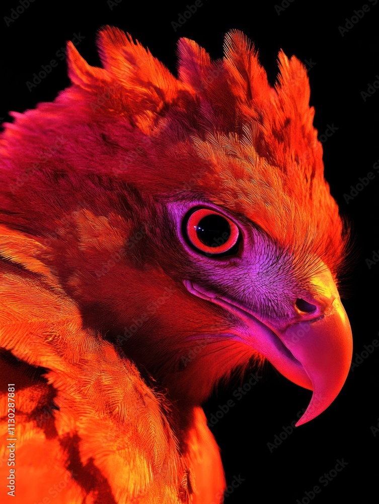Poster a vibrant close-up of a bird with striking colors and intricate feather details.