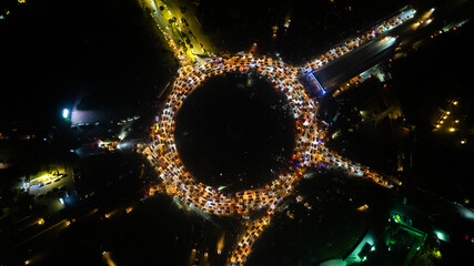 Celebrations of Syrians in Umayyad Square in Damascus. The fall of Bashar al-Assad.