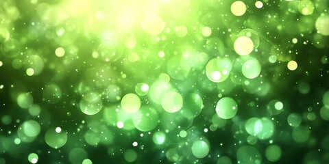 Fototapeta premium Abstract green bokeh light background creates a vibrant and enchanting atmosphere. This green bokeh serves as a captivating backdrop, enhancing any design with its vivid abstract light effects.