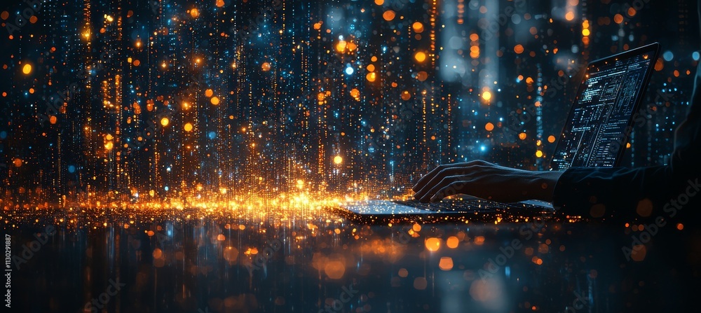 Poster ai-powered network management relies on a human hand operating edge computing, processing data at th