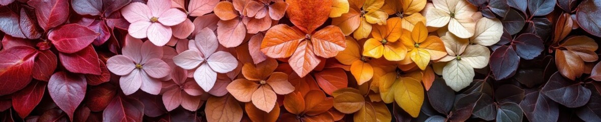Autumn Foliage Mosaic,  Leaf Arrangement on Layered Background, for Advertising and Design