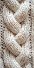  Textured Knitted Fabric, Soft Heathered Color Gradient with Intricate Braided Pattern, Even Lighting on White Background for Knitwear and Accessories
