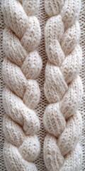 Off-white Knitted Yarn, Crocheted Texture, Neutral Background, Showcasing Craftsmanship and Clarity