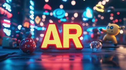 Text "AR" in bold yellow font