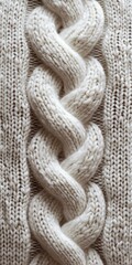 Rope-Chain Textured Knitted Scarf or Accessory, Beige and Dark Brown, on Neutral Grey Background for Fashion or Home D&eacute;cor