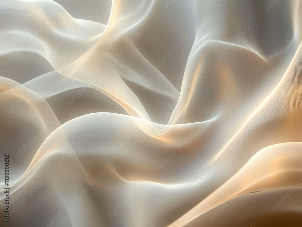 Poster abstract background of white fabric with soft waves and light.