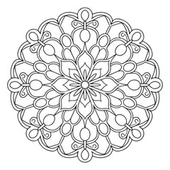 Fototapeta premium Flower-style mandala art line art in black