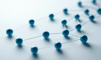 Obraz premium Interconnected blue spheres form network pattern.