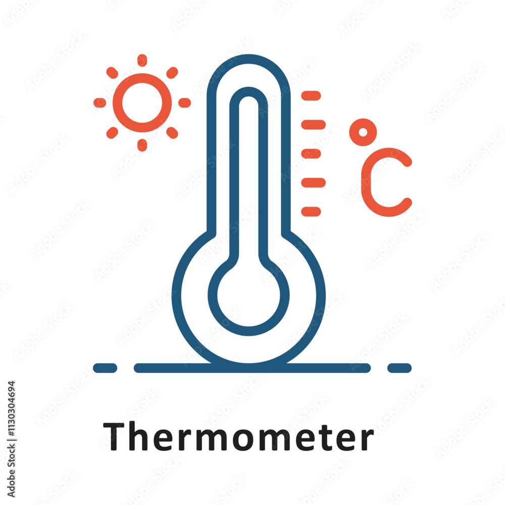 Poster thermometer vector two colors outline icon. eps 10 file