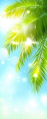 Obraz premium Lush palm leaves swaying under bright sunlight tropical paradise nature photography vibrant environment close-up perspective