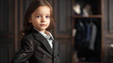 portrait of a little child with her future ambition 