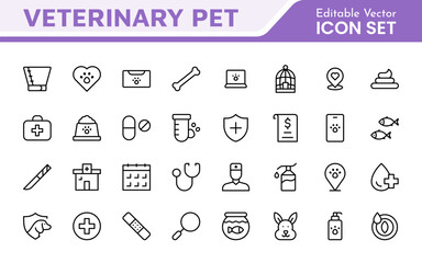 Veterinary Icon Set. A compassionate collection of icons designed for veterinary clinics and pet care services.