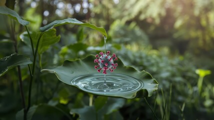 Pure water or with bacteria in nature. Epidemic spread through water