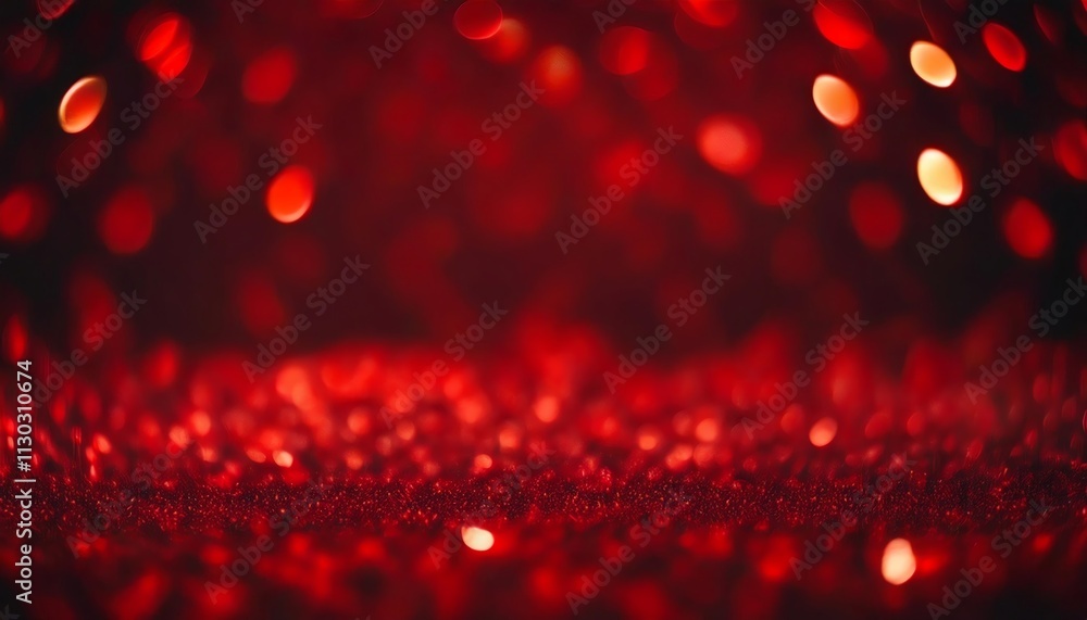Poster a vibrant, abstract scene featuring shimmering red lights and soft bokeh effects, creating a dynamic