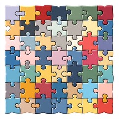 Multicolor Puzzle Pieces Infographic Icon for Strategy and Analytics Solutions