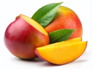 Mango Fruit and Slice Low Light Photography Isolated