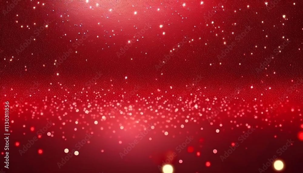 Poster a vibrant red background filled with sparkling dots, creating a festive and dazzling atmosphere remi