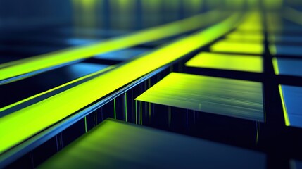 Obraz premium Abstract Neon Green and Blue Grid: Futuristic Technology Background