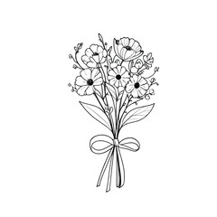 Minimalist line art of a bouquet, perfect for logos.