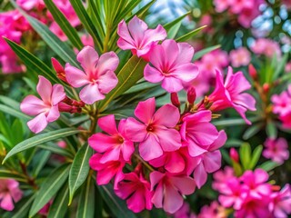 Pink Oleander Blossoms, Branch, Floral Photography, Springtime Beauty