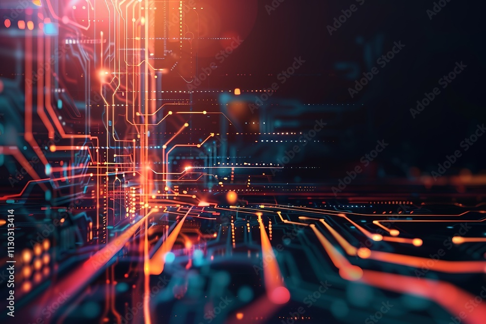 Poster circuit board hi tech, mechanical technology contemporary modern conceptual tech background with spa