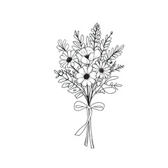Minimalist line art of a bouquet, perfect for logos.
