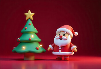 Shop Festive Holiday Gifts: 3D Santa with Golden Ornaments on Green Christmas Background | Perfect for Celebrations, Decor & Sales . Eye-Catching Christmas Eve Display for Your Holiday Shopping Needs!