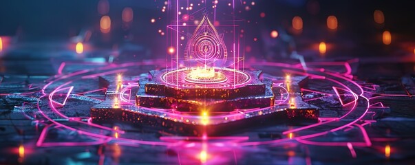 modern conceptual 3d yantra with glow effects