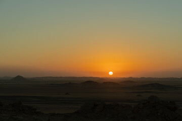 sunrise in desert. Sunrise sahara desert.