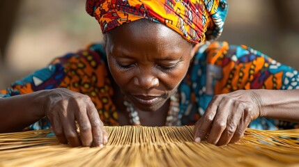 African Woman Weaving: A Masterful Artisan at Work
