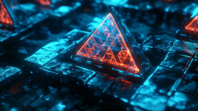 Chromosome DNA in nucleus cell in shield translucent low poly triangle futuristic glowing. On dark blue background. Genetic synthetic biology combined. Immunity protection medical concept. Vector.